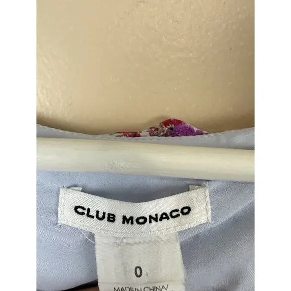 Club Monaco Women’s Size 0 Sundress Floral Ruffle Silk Trim Cottagecore Coastal - Picture 8 of 10